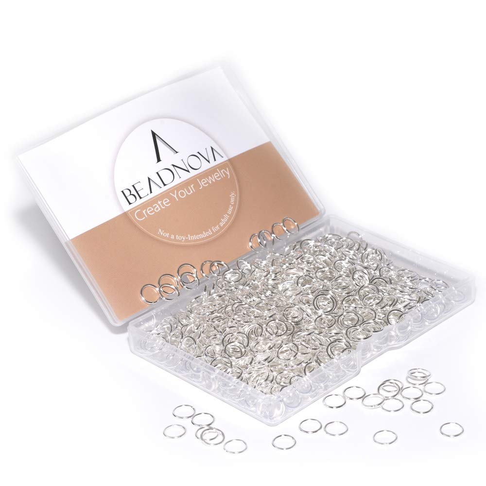 BEADNOVA 8mm Open Jump Rings Silver Jump Rings for Jewelry Making and Keychains (900Pcs)