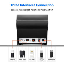 Load image into Gallery viewer, MUNBYN Receipt Printer P068, 3 1/8" 80mm Direct Thermal Printer, POS Printer with Auto Cutter - Thermal Receipt Printer with USB Serial Ethernet Windows Driver ESC/POS Support Cash Drawer
