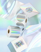 Load image into Gallery viewer, 3x2 Inch White Thermal Labels+2" Circle Holographic Thermal Label Stickers
