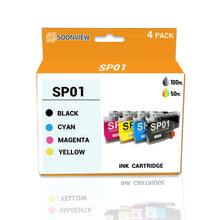 Load image into Gallery viewer, SOONVIEW SP01 SP-1 Extra High Capacity Sublimation Ink Cartridges Set Compatible with Brother SP-1 (SP1) Sublimation Printer (Black-100mL, Cyan-50mL, Magenta-50mL, Yellow-50mL)
