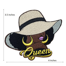 Load image into Gallery viewer, Black Queen Black Girl Magic Embroidered Iron on Golden Patches, 3 Pack
