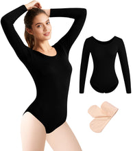 Load image into Gallery viewer, MOLLDAN Women Long Sleeve Dance Leotard Ballet Leotard with Tights,Full Front Lining(LW4028-06-XL)
