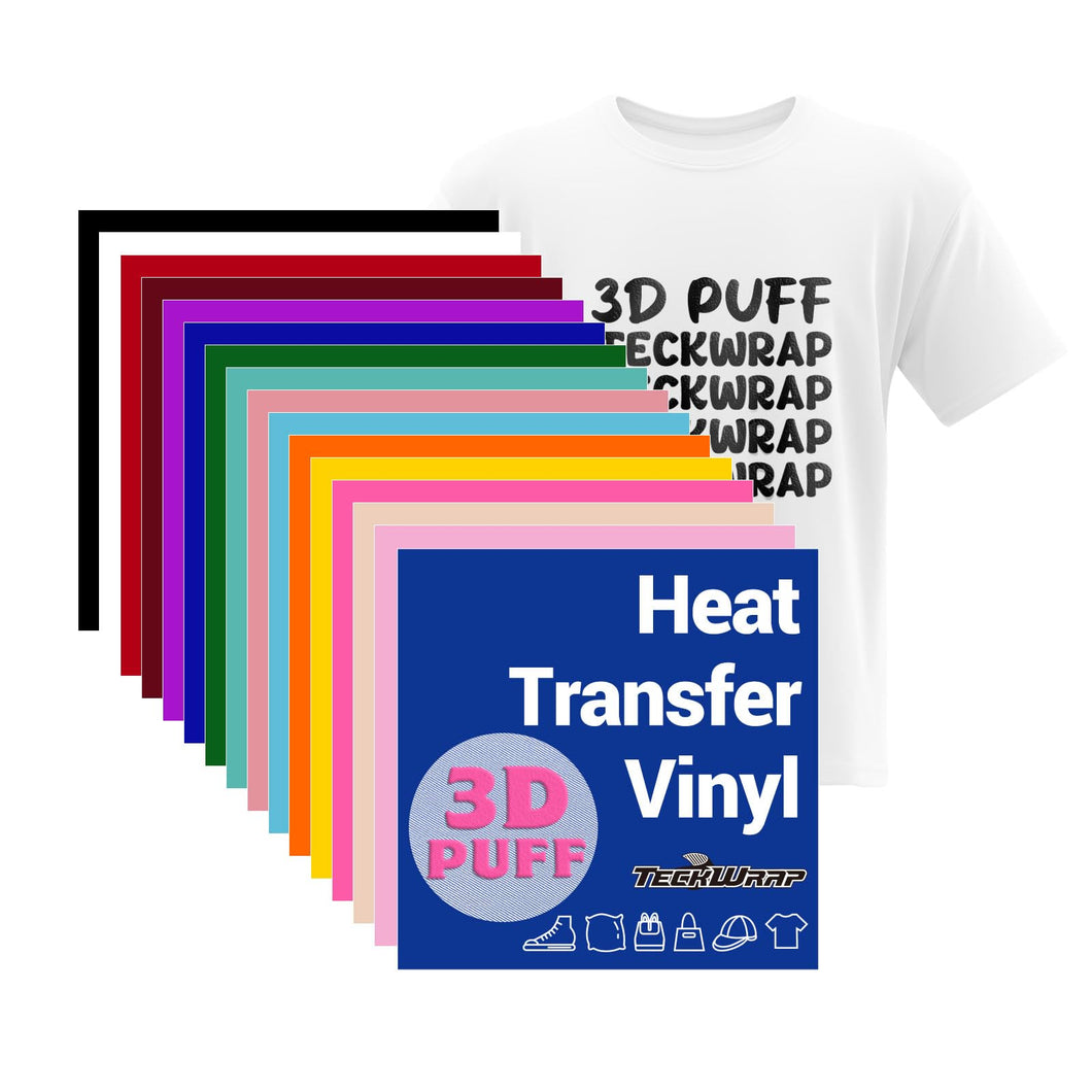 TECKWRAP 3D Puff Vinyl Heat Transfer Vinyl Sheets, 15 Sheets 12