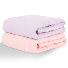 Load image into Gallery viewer, Muslin Swaddle Blankets for Newborns, 2 Pack Large 40 x 40 Inches, 100% Cotton Receiving Blankets, Soft and Breathable Baby Swaddles, Baby Essentials for Girls, Shower Gift, Pink and Purple
