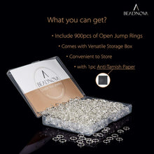 Load image into Gallery viewer, BEADNOVA 8mm Open Jump Rings Silver Jump Rings for Jewelry Making and Keychains (900Pcs)
