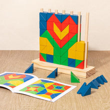 Load image into Gallery viewer, Montessori Wooden Stacking Puzzle Toy Educational Brain Teaser 3 Years Old + Colorful Rainbow Triangle Blocks
