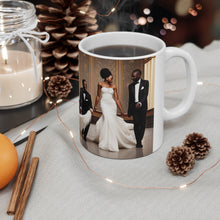 Load image into Gallery viewer, Traditional African American Culture Bride, Groom Best Man Jumping the Broom Dance Ceramic Mug 11oz AI Generated Image
