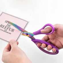 Load image into Gallery viewer, Craft Scissors Set of 3 Pack, All Purpose Sharp Titanium Blades Shears, Comfort Grip Handle, Multipurpose Fabric Scissors Tool Great for Adults, Office, Sewing, School and Home Supplies, Purple
