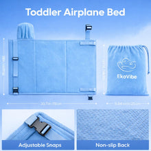 Load image into Gallery viewer, Toddler Airplane Bed seat Extender with Pillow - Soft Portable Travel Bed for Kids - Plane footrest for Long Flights - Lightweight Carry Bag Included (Baby Blue)
