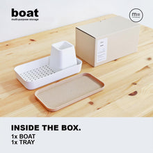 Load image into Gallery viewer, M= MINIMALSCULPT = Boat Multi-Purpose Storage, Sink Caddy, Utensil Holder, Desk Organizer, Toothbrush Holder, Make up Holder (White)
