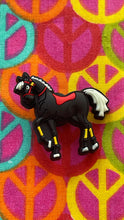 Load image into Gallery viewer, 2014 The Brave Knight Jibbitz™ will fit in Clog type shoes with holes Shoe Charm - Black Horse
