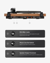 Load image into Gallery viewer, ANGELS HORN Vinyl Record Player, Hi-Fi System Bluetooth Turntable Players with Stereo Bookshelf Speakers, Built-in Phono Preamp, Belt Drive 2-Speed, Adjustable Counterweight, AT-3600L
