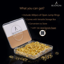 Load image into Gallery viewer, BEADNOVA 7mm Open Jump Rings for Jewelry Making Gold Jewelry Jump Rings for Keychains and Earrings (300Pcs)
