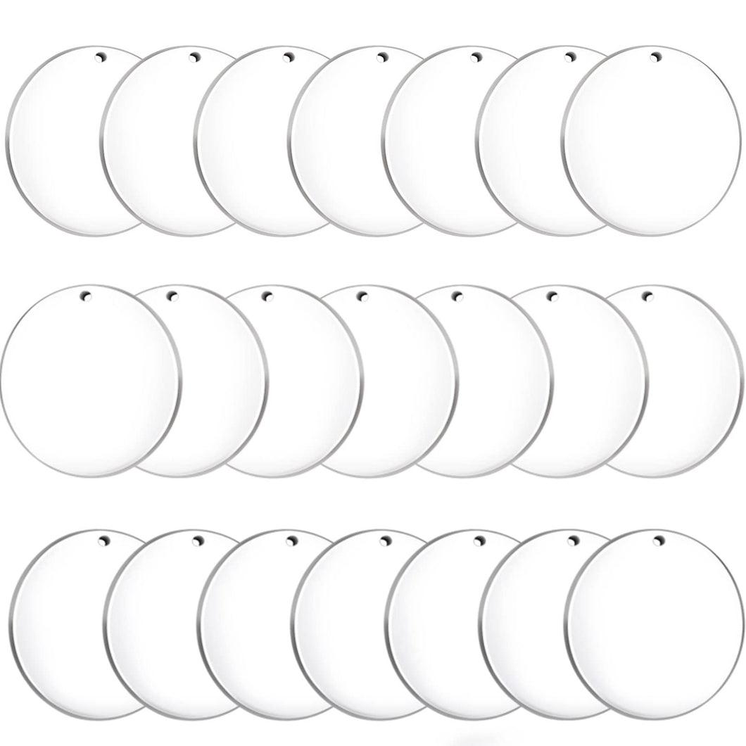 100 Pcs Round Acrylic Keychain Blanks 2Inch Circle Acrylic Blanks with Hole,Clear Acrylic Discs Circles Bulk for Keychains Ornament Painting and Vinyl Crafts Projects