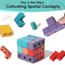 Load image into Gallery viewer, BESTAMTOY Wooden Russian Building Blocks Puzzle Brain Teasers Toy Colorful Spatial Concepts Learning Game with Wooden Base and Pegs Educational STEM Toy for Kids
