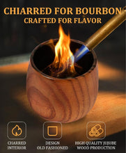 Load image into Gallery viewer, TRAUEMY Charred Wooden Bourbon Whiskey Glasses,Handcrafted Old Fashioned–Gifts for Men,Dad,Boyfriend,Brother,husbands or grandpas on Father's Day,Anniversary,Birthday,Christmas,Thanksgiving (2 Pack)
