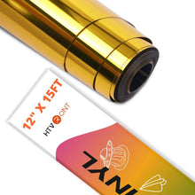 Load image into Gallery viewer, HTVRONT Gold Chrome Vinyl - 12" x 15FT Gold Permanent Adhesive Vinyl for All Cutting Machine-Gold Mirror Metallic Easy to Cut &amp; Weed
