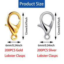 Load image into Gallery viewer, 400PCS Lobster Clasps Metal Alloy Small Lobster Claw Clasps Lobster Clip for Handmade Necklace Bracelet Jewelry Making (Gold and Sliver)
