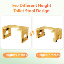 Load image into Gallery viewer, Foldable Bamboo Toilet Stool for Bathroom – Poop Stool for Adults &amp; Kids,Adjustable 7-9 Inches with Non-Slip Layer, Improves Posture &amp; Comfort (Primary)
