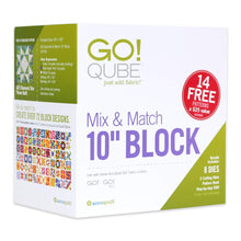 Load image into Gallery viewer, AccuQuilt GO! Qube Mix and Match 10 Inch Block with 8 Basic Cut Quilting Shapes, 2 Cutting Mats, Videos, Storage Box, and 14 Pattern Booklet
