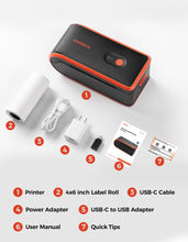 Load image into Gallery viewer, MUNBYN MC240 Bluetooth Thermal Label Printer with Battery, Built-in Paper Bin, Portable Wireless 4×6 Shipping Label Printer, Compatible with iOS, Android, Windows, Mac, Works for Small Business
