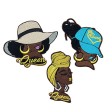 Load image into Gallery viewer, Black Queen Black Girl Magic Embroidered Iron on Golden Patches, 3 Pack
