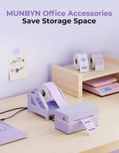 Load image into Gallery viewer, MUNBYN Label Holder for Rolls and Fan-Fold Labels, Thermal Sticker Roll Holder for Desktop Thermal Printer Shipping Supplies Industrial Paper, Purple
