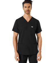 Load image into Gallery viewer, SUNCHIRI Mens Scrub Top with 4 Pockets, Modern V-Neck Scrubs Top, 4-Way Stretch, Soft, Durable, Breathable, Moisture-Wicking（Black, 2XL
