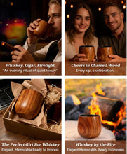 Load image into Gallery viewer, TRAUEMY Charred Wooden Bourbon Whiskey Glasses,Handcrafted Old Fashioned–Gifts for Men,Dad,Boyfriend,Brother,husbands or grandpas on Father's Day,Anniversary,Birthday,Christmas,Thanksgiving (2 Pack)
