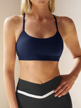 Load image into Gallery viewer, Aoysky Womens Y Back Racerback Sports Bras Padded Low Impact Spaghetti Thin Strap Wireless Scoop Neck Workout Yoga Top Dark Blue

