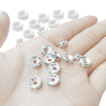 Load image into Gallery viewer, 200Pcs Rondelle Spacer Beads Bright Silver Crystal Rondelle Spacer Beads for Jewelry Making (8mm Silver Plated)
