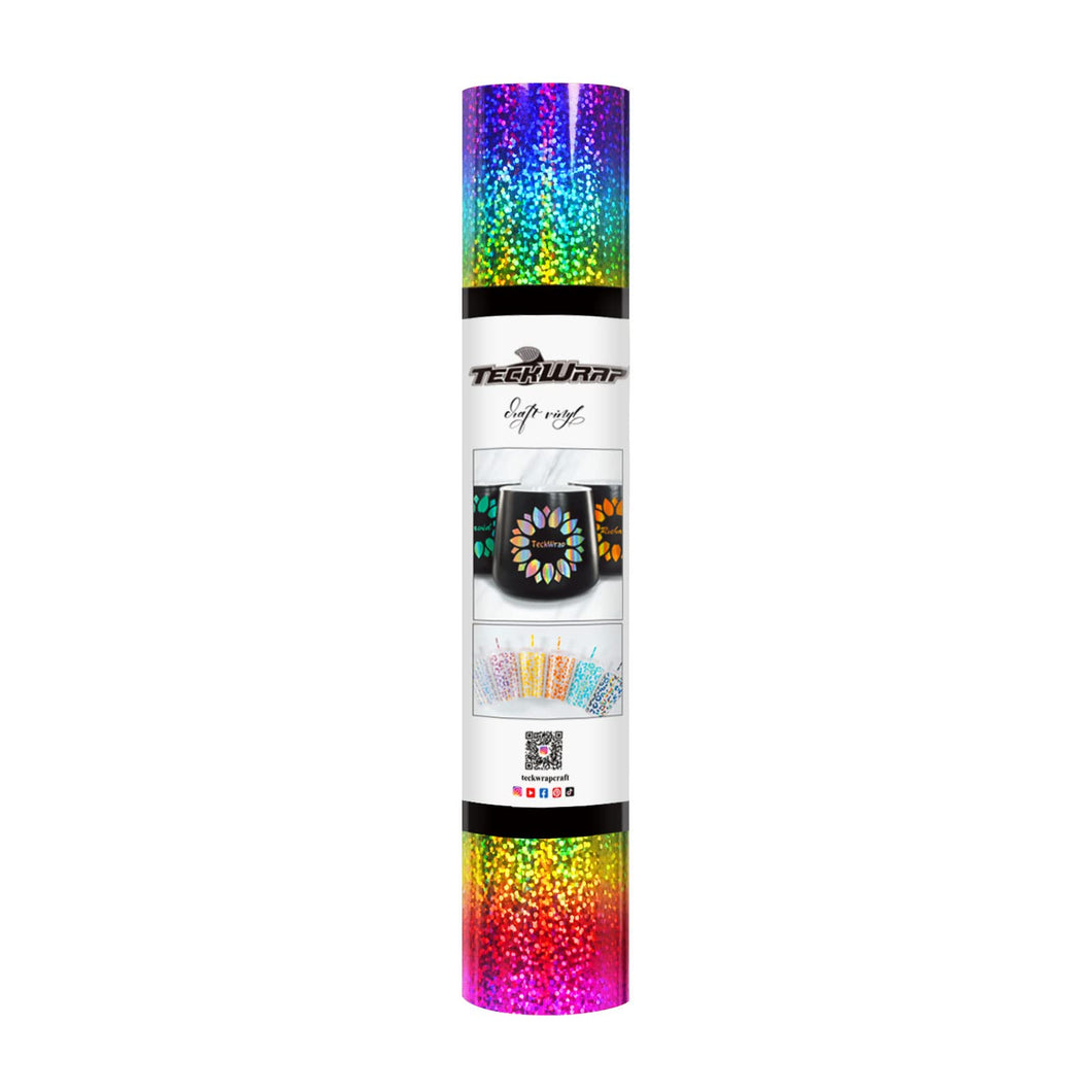 TECKWRAP Holographic Sparkle Chrome Adhesive Craft Vinyl 1ft x 5ft, Rainbow