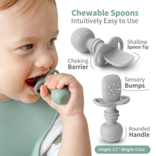 Load image into Gallery viewer, SAMiGO Silicone Baby Spoons Self Feeding 6+ Months - Infant Toddler Utensils - First Stage Baby Led Weaning Feeding Supplies - Set of 3 Pack
