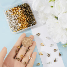 Load image into Gallery viewer, SOFPLATE 300Pcs Ring Bail Beads Spacer Bail Beading Silver Golden Alloy Tibetan Tube Column Spacer Bails Rings with Hanger Loop Findings for DIY Earring Necklace Assortments Jewelry Making Supplies
