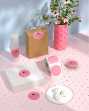 Load image into Gallery viewer, 3 Inch Pink Circle Thermal Sticker Labels+3x1 Inch White Thermal Labels
