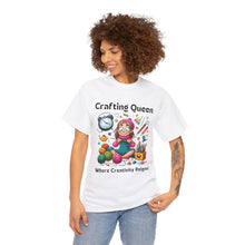 Load image into Gallery viewer, Crafting Queen: Where Creativity Reigns, Knitting 100% Cotton Classic T-shirt
