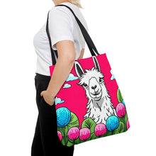 Load image into Gallery viewer, Llama Pink Skies #2 Tote Bag AI Artwork 100% Polyester
