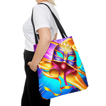 Load image into Gallery viewer, Mardi Gras Ribbon Mask #4 Tote Bag AI Artwork 100% Polyester
