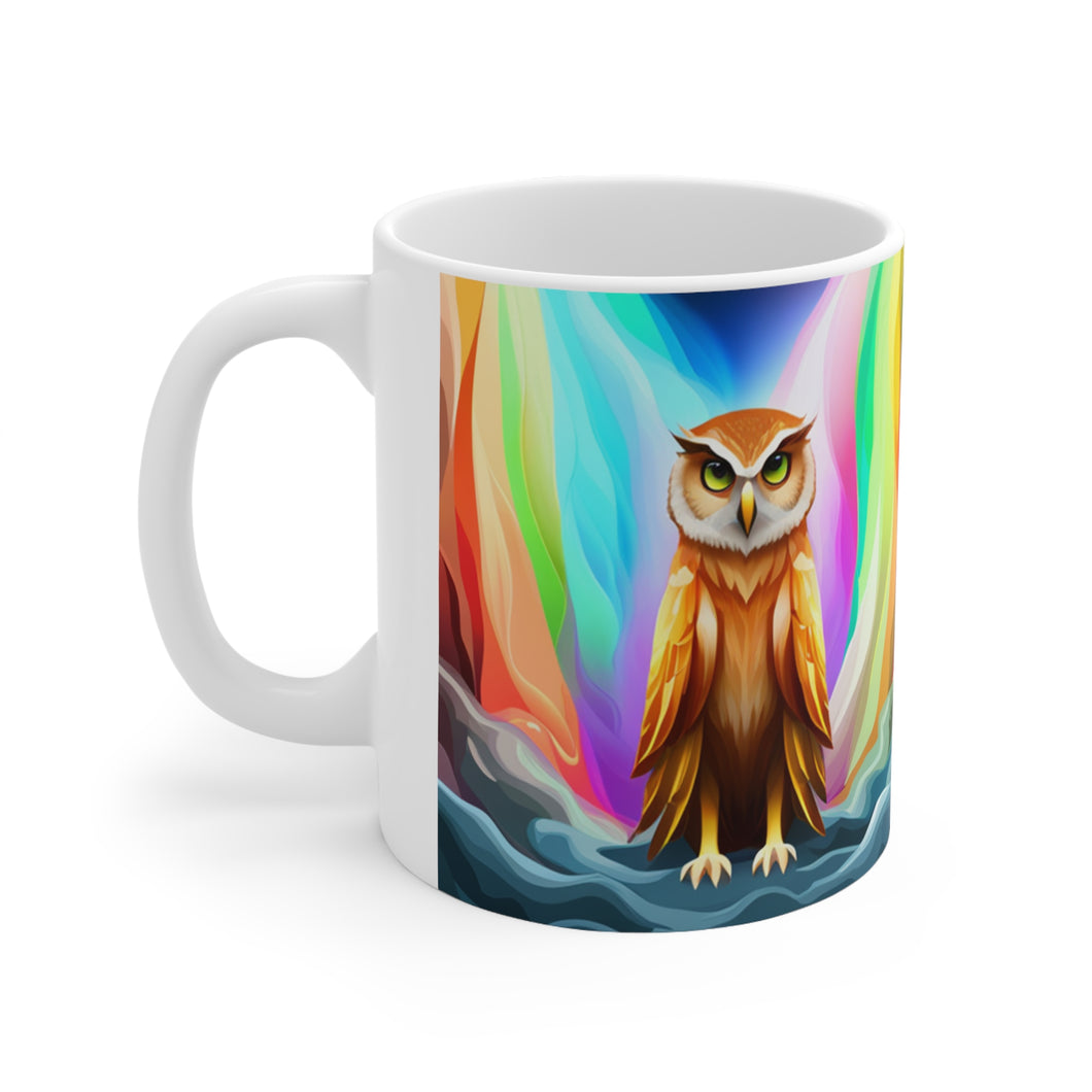 Beautiful Owl Standing in a Sea of Colors #12 Mug 11oz mug AI-Generated Artwork