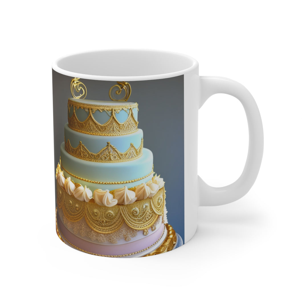 Happy Birthday Wedding Cake Celebration #8 Ceramic 11oz mug AI-Generated Artwork