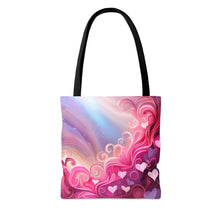 Load image into Gallery viewer, Heart Clouds the Pink Heart Series #14 Tote Bag AI Artwork 100% Polyester
