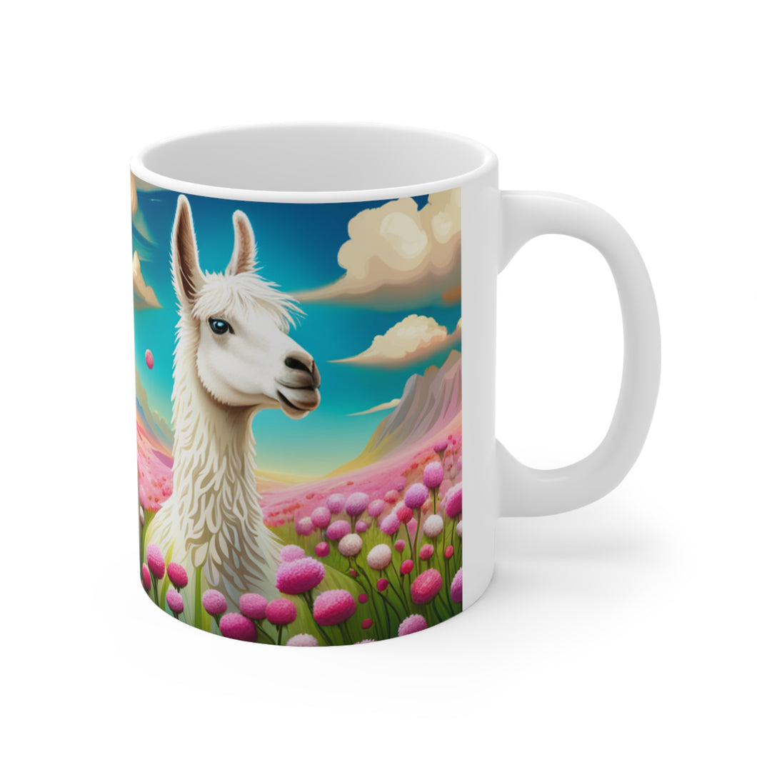 Good Vibes Cute Llama Funny #6 Ceramic 11oz Mug AI-Generated Artwork