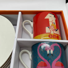 Load image into Gallery viewer, Paul Thurlby&#39;s Numbered Espresso Cups (4) Saucers (4) Set of 8 pieces
