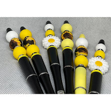 Load image into Gallery viewer, Yellow Black Splash Shades of Yellow Beaded Pens – Handmade Custom Pens

