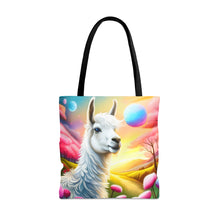 Load image into Gallery viewer, Llama Wondering Sun #5 Tote Bag AI Artwork 100% Polyester
