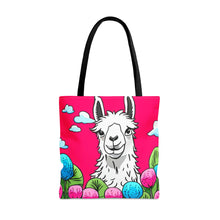 Load image into Gallery viewer, Llama Pink Skies #2 Tote Bag AI Artwork 100% Polyester
