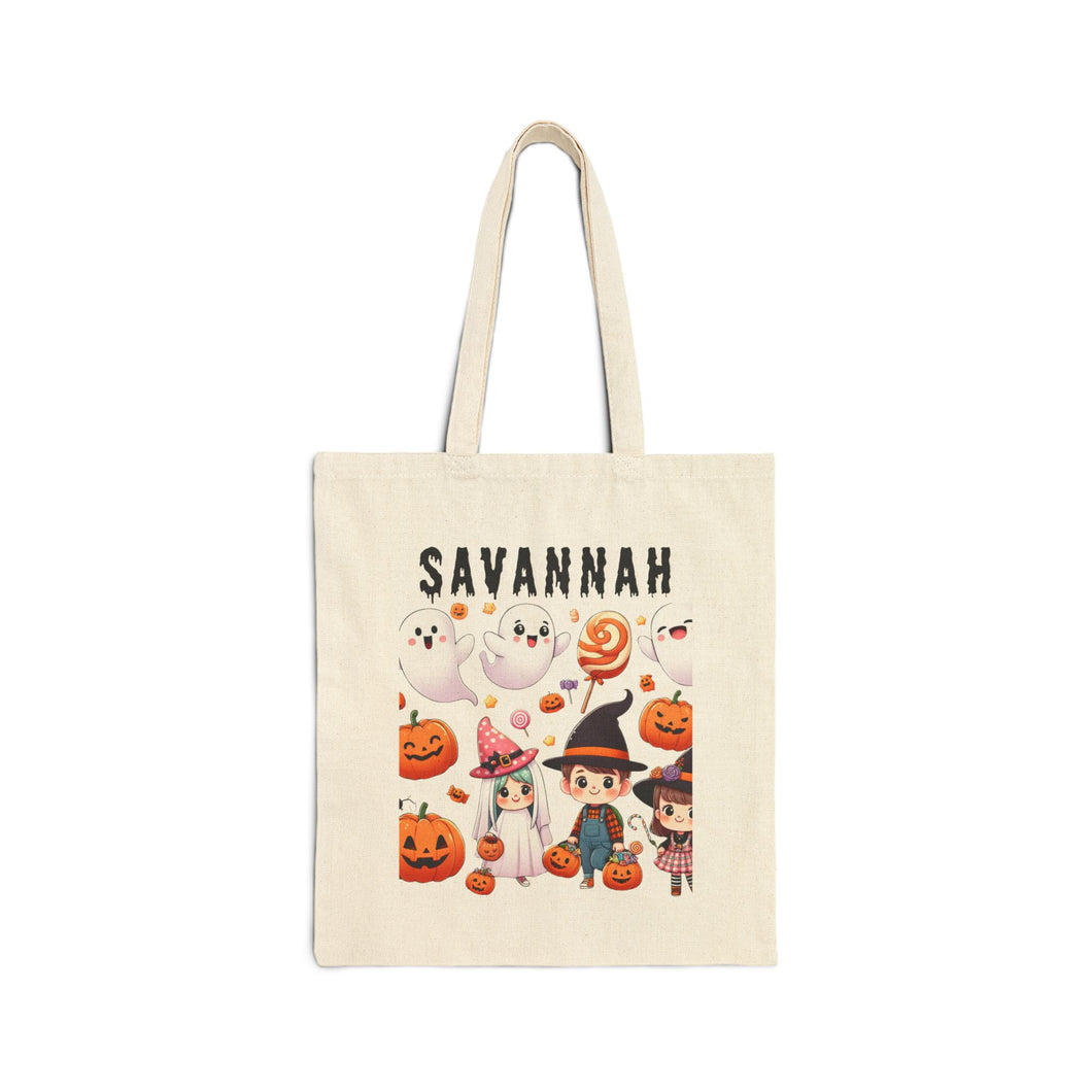 Custom Customize Trick-or-Treat Halloween Kids Witch Bride Cotton Canvas Tote Bag 15