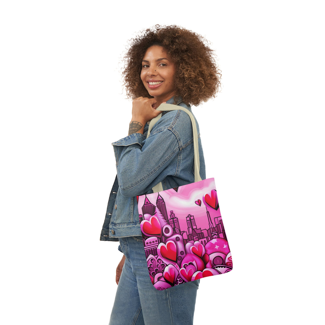 Pink Heart Series #16 Fashion Graphic Print Trendy 100% Polyester Canvas Tote Bag AI Image