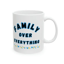 Load image into Gallery viewer, Family Over Everything Blue Border 11oz Ceramic Mug AI Design Tableware
