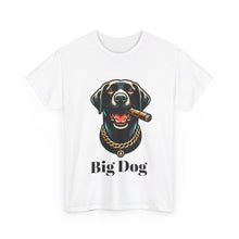 Load image into Gallery viewer, Big Dog Black Labrador Shirt, The Dog Life Black Labrador Cigar Gold Chain Crewneck T-Shirt
